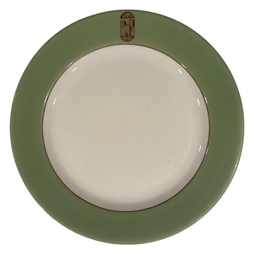 Vtg Lebis Hotels Plate Vitrified China STERLING East Liverpool Ohio USA 9.5” MCM